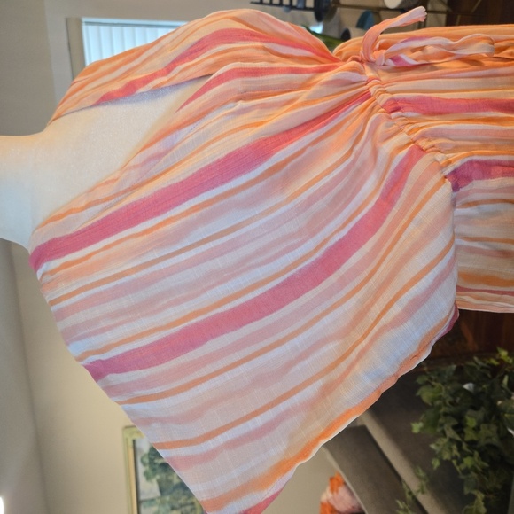 NWT Striped Beach Swim Maxi Dress Cover Up Pink Orange White XXL - Picture 5 of 11